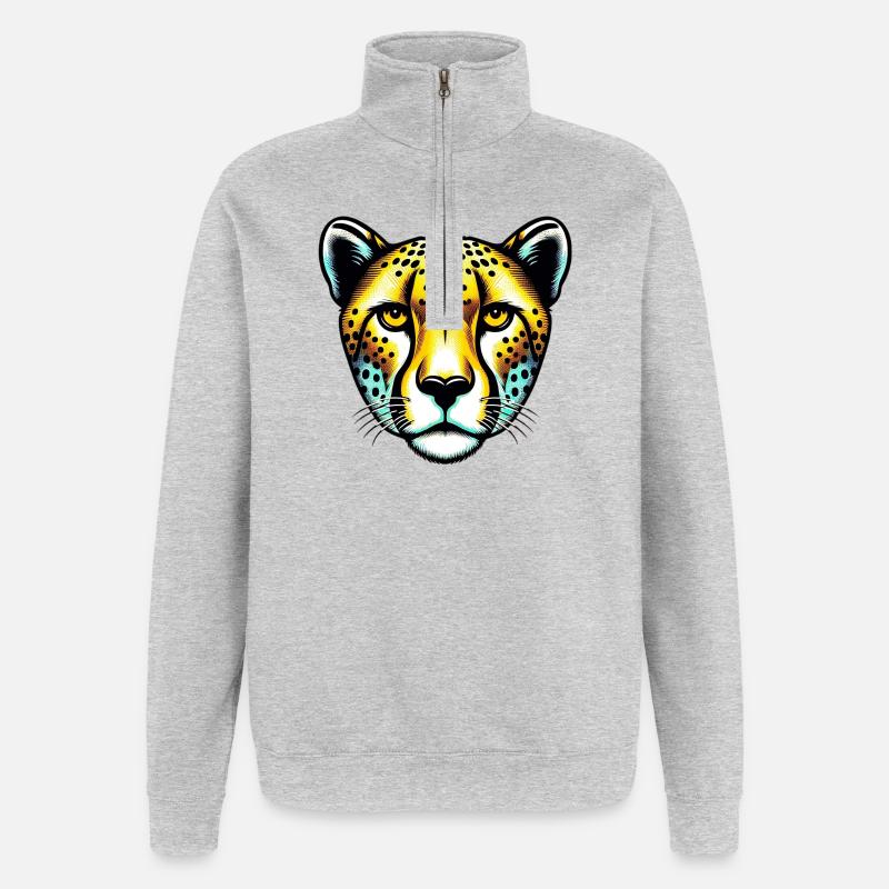 Gepard - Quarter-Zip-Sweatshirt - Grau meliert