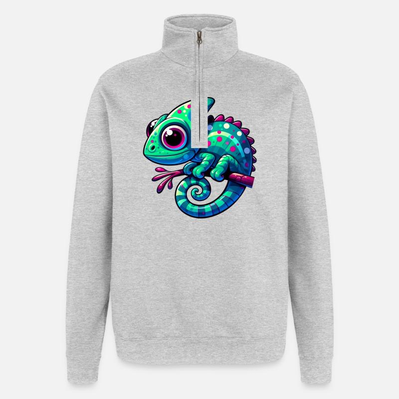 Caméléon - Sweat à zip 1/4 - gris chiné