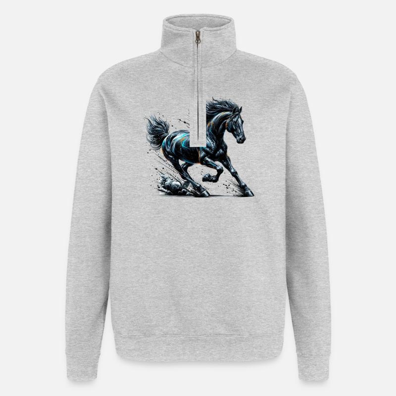 Cheval - Sweat à zip 1/4 - gris chiné