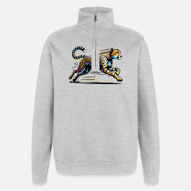 Guépard - Sweat à zip 1/4 - gris chiné