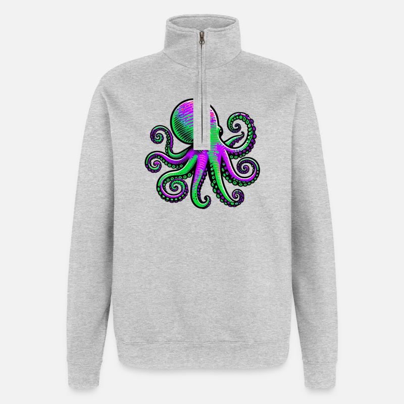 Krake - Quarter-Zip-Sweatshirt - Grau meliert