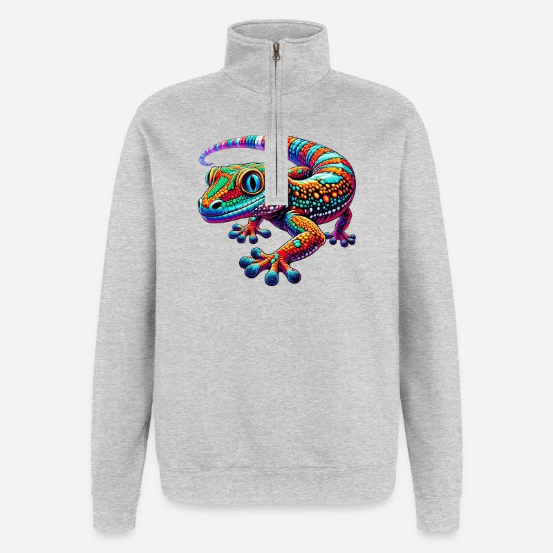 Gecko - Sweat à zip 1/4 - gris chiné