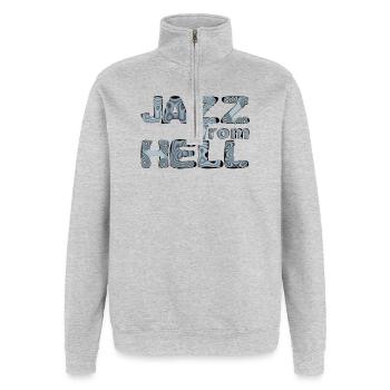 Jazz from Hell: Psychedelic Glyphs - Quarter-Zip Sweatshirt - heather grey - Front - AI Model Female 172 light (172cm) & AI Model Male 178 dark (178cm)