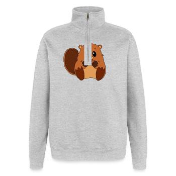 Beaver - Quarter-Zip Sweatshirt - heather grey - Front - AI Model Female 172 light (172cm) & AI Model Male 178 dark (178cm)