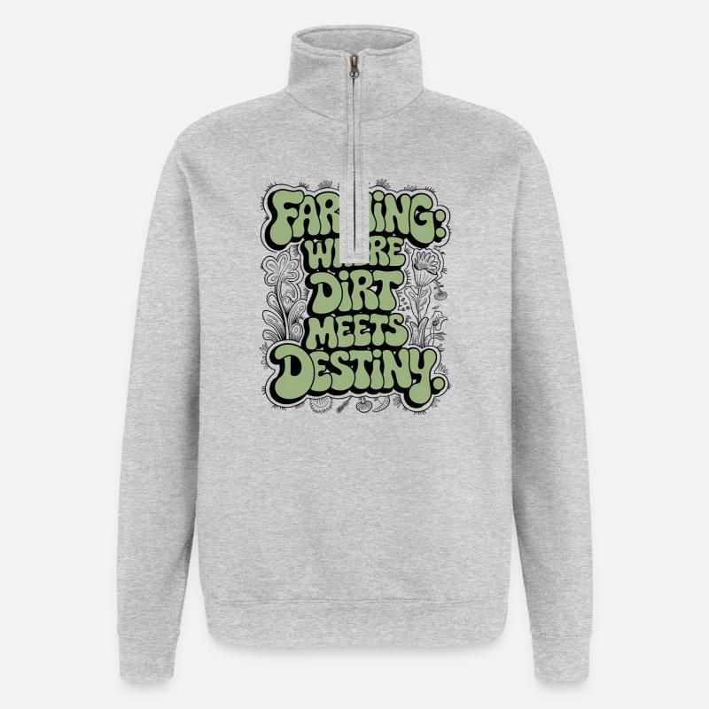 FARMING: WHERE DIRT MEETS DESTINY - Quarter-Zip Sweatshirt - heather grey