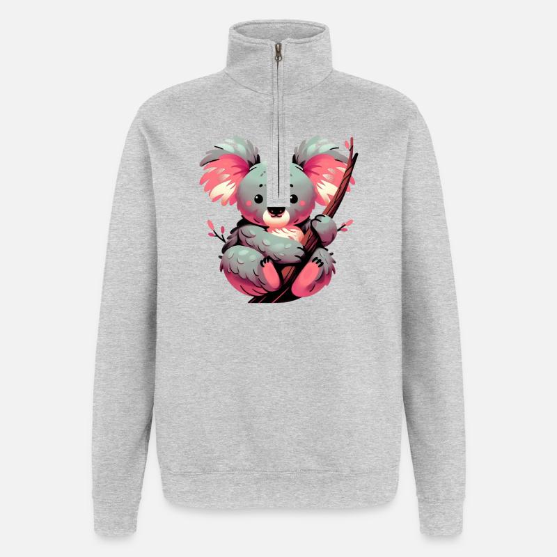 Koala - Sweat à zip 1/4 - gris chiné