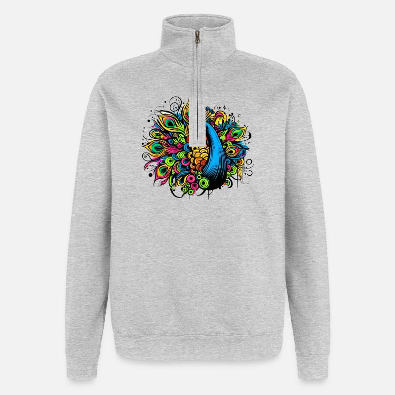 Pfau - Quarter-Zip-Sweatshirt - Grau meliert