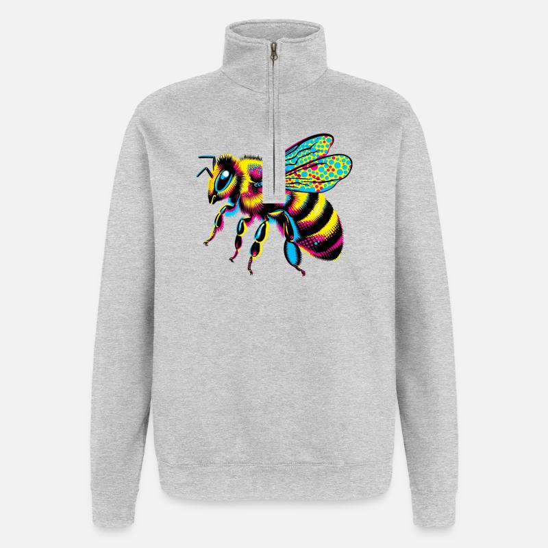 Biene - Quarter-Zip-Sweatshirt - Grau meliert