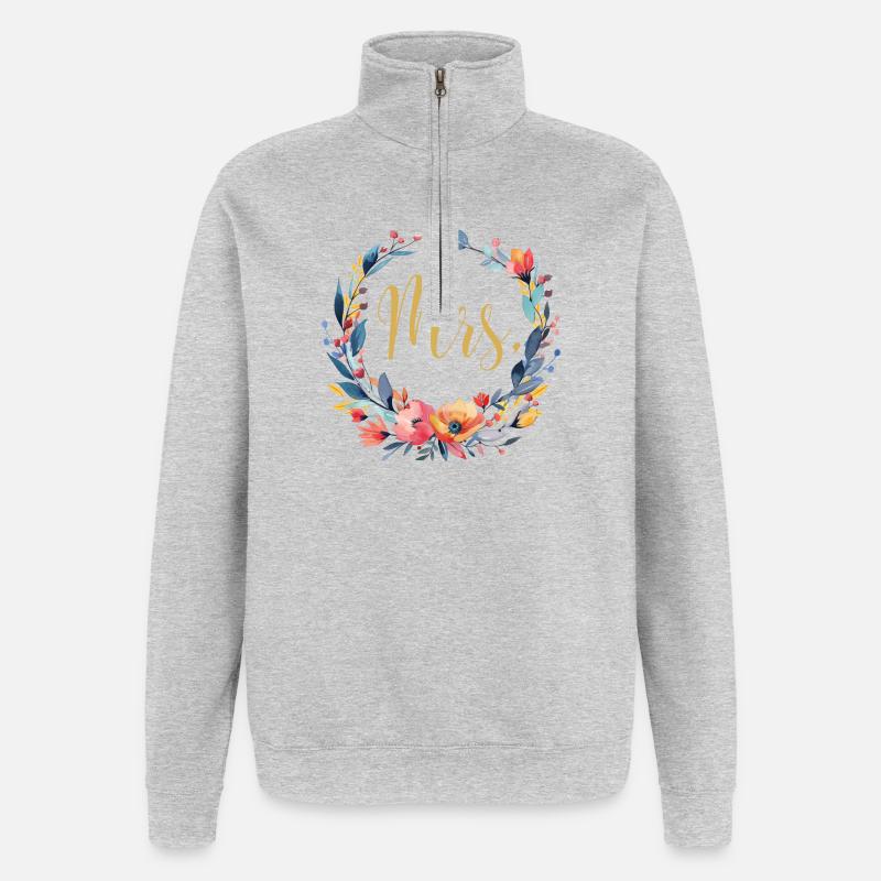 Mrs. Personalisierbar - Quarter-Zip-Sweatshirt - Grau meliert