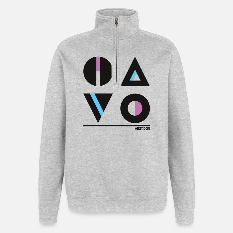 Conception géométrique abstraite - Mode élégante - Sweat à zip 1/4 - gris chiné