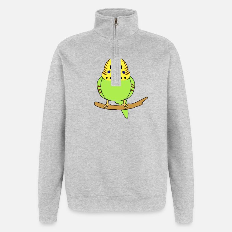 Perruche ondulée - Sweat à zip 1/4 - gris chiné