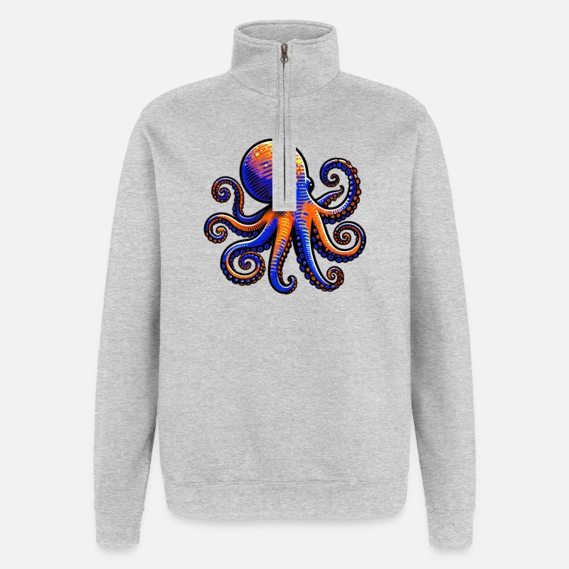 Krake - Quarter-Zip-Sweatshirt - Grau meliert