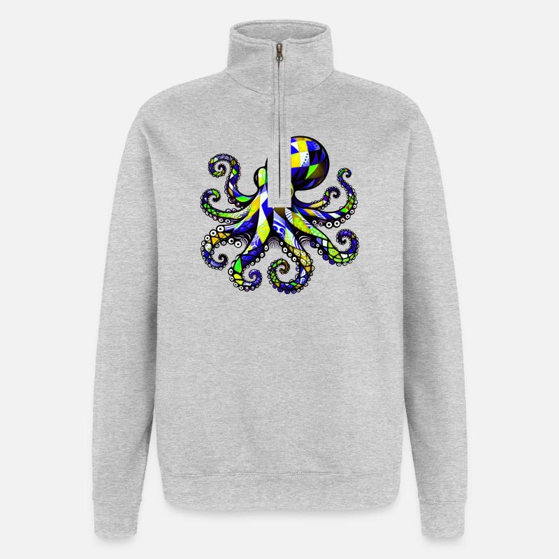 Krake - Quarter-Zip-Sweatshirt - Grau meliert