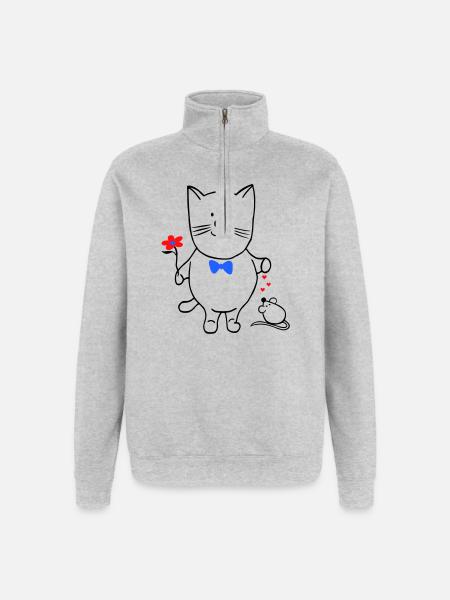 Cat and Mouse - Quarter-Zip Sweatshirt - heather grey