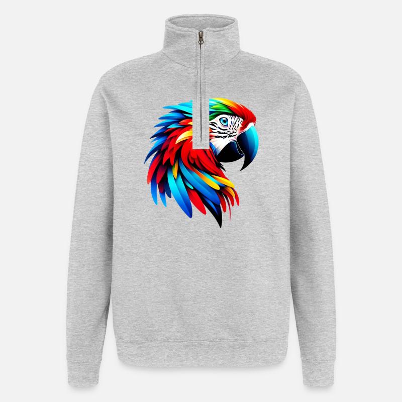 Papagei - Quarter-Zip-Sweatshirt - Grau meliert