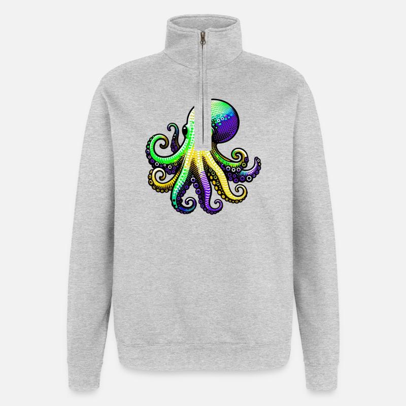 Krake - Quarter-Zip-Sweatshirt - Grau meliert