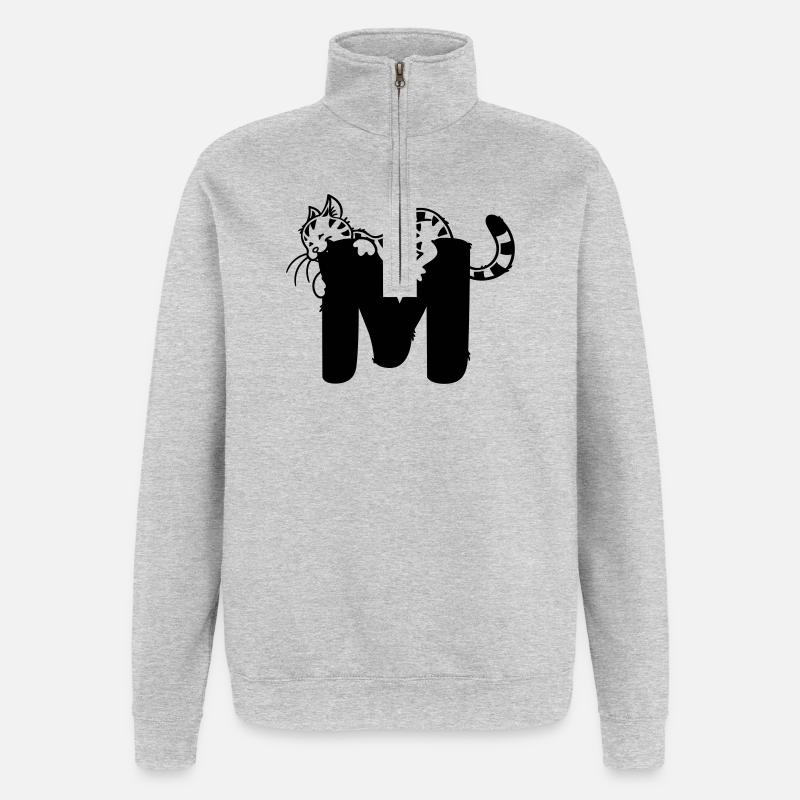 Katze Buchstabe M - Quarter-Zip-Sweatshirt - Grau meliert