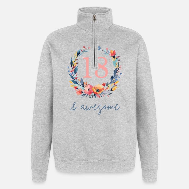 18 & awesome! customizable - Quarter-Zip Sweatshirt - heather grey