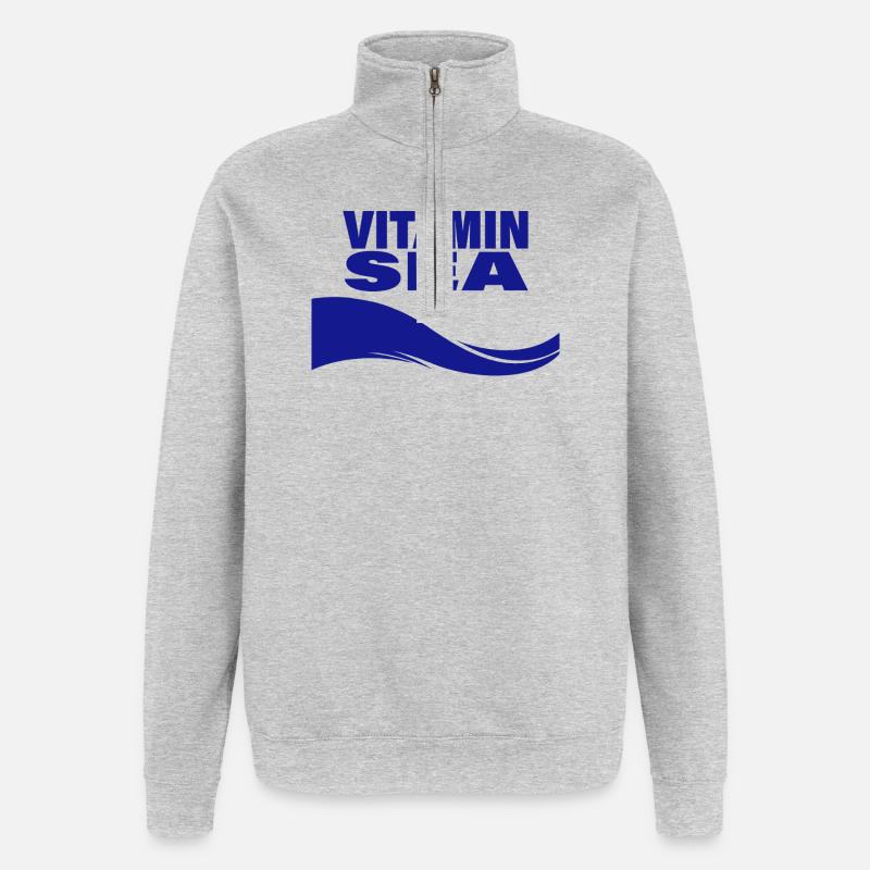 VITAMINE DE MER - Sweat à zip 1/4 - gris chiné