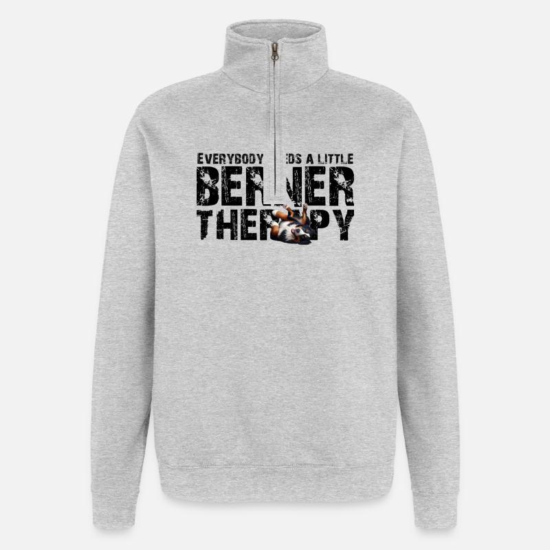 Berner Sennenhund - Quarter-Zip-Sweatshirt - Grau meliert