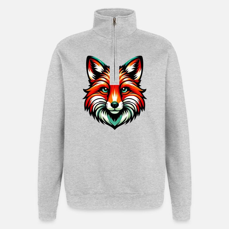 Fox - Quarter-Zip Sweatshirt - heather grey