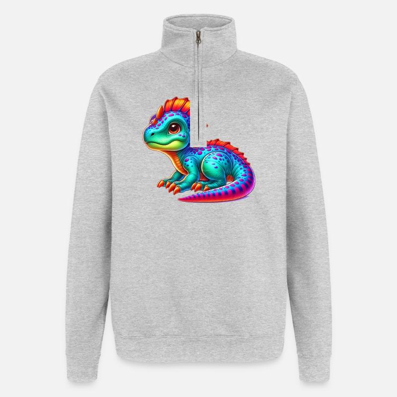 Dinosaurier - Quarter-Zip-Sweatshirt - Grau meliert