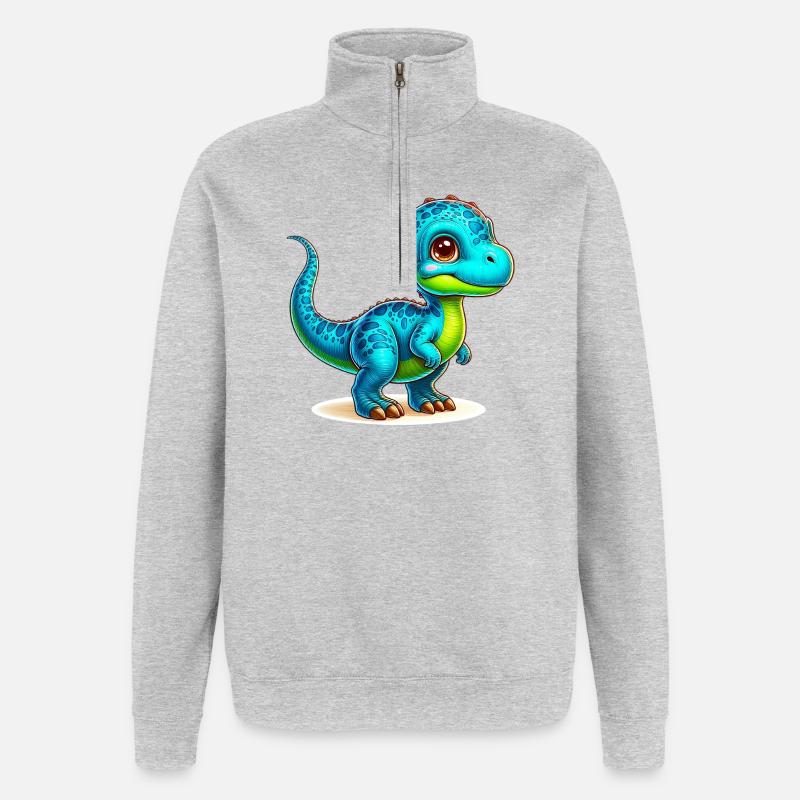 Dinosaurier - Quarter-Zip-Sweatshirt - Grau meliert