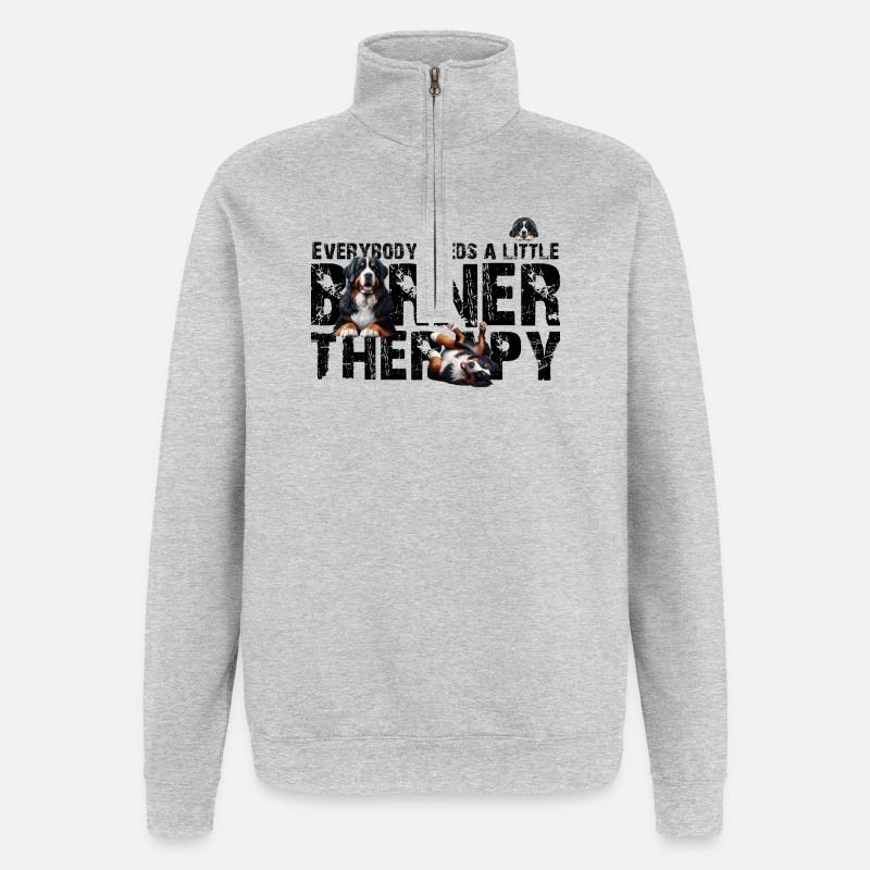 Berner Sennenhund - Quarter-Zip-Sweatshirt - Grau meliert