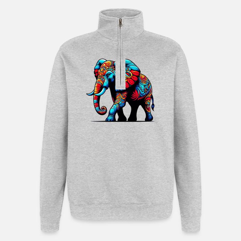 Elefant - Quarter-Zip-Sweatshirt - Grau meliert
