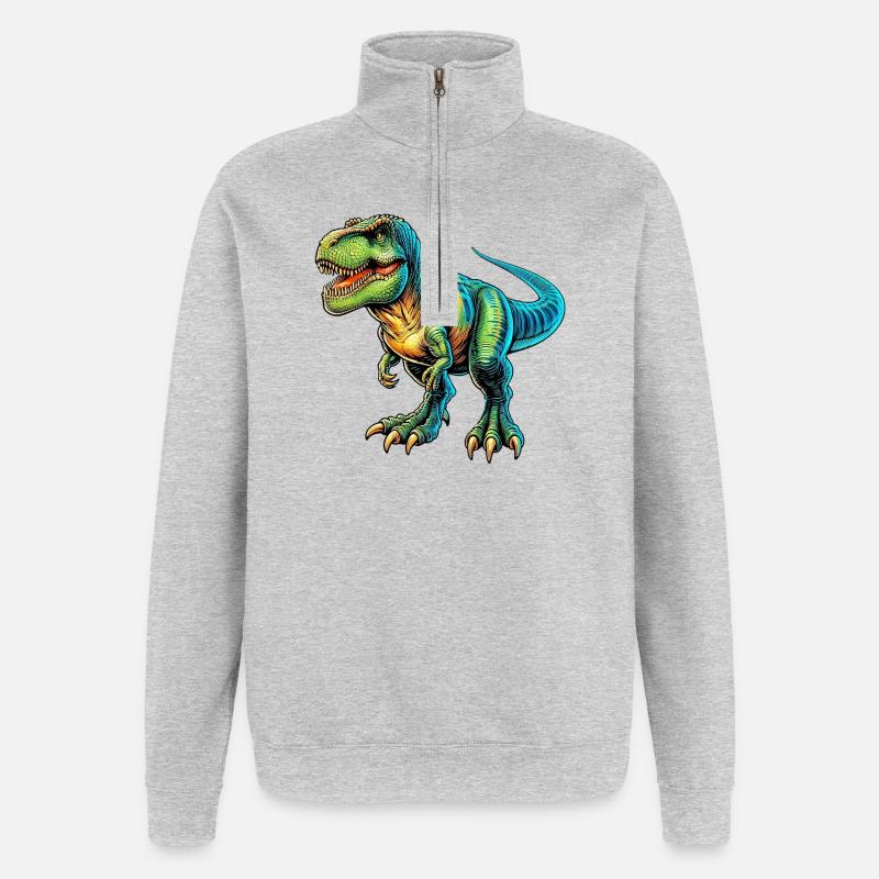 Dinosaurier - Quarter-Zip-Sweatshirt - Grau meliert