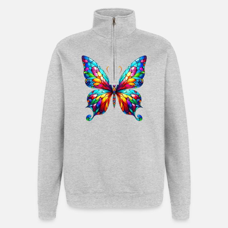 Papillon - Sweat à zip 1/4 - gris chiné