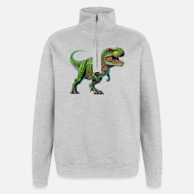 Dinosaur - Quarter-Zip Sweatshirt - heather grey