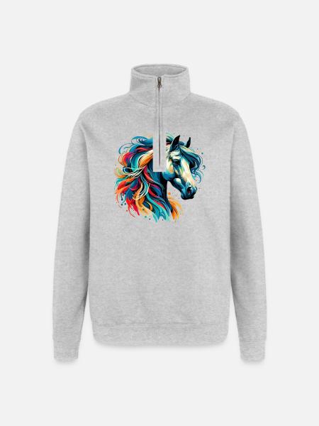 Cheval - Sweat à zip 1/4 - gris chiné