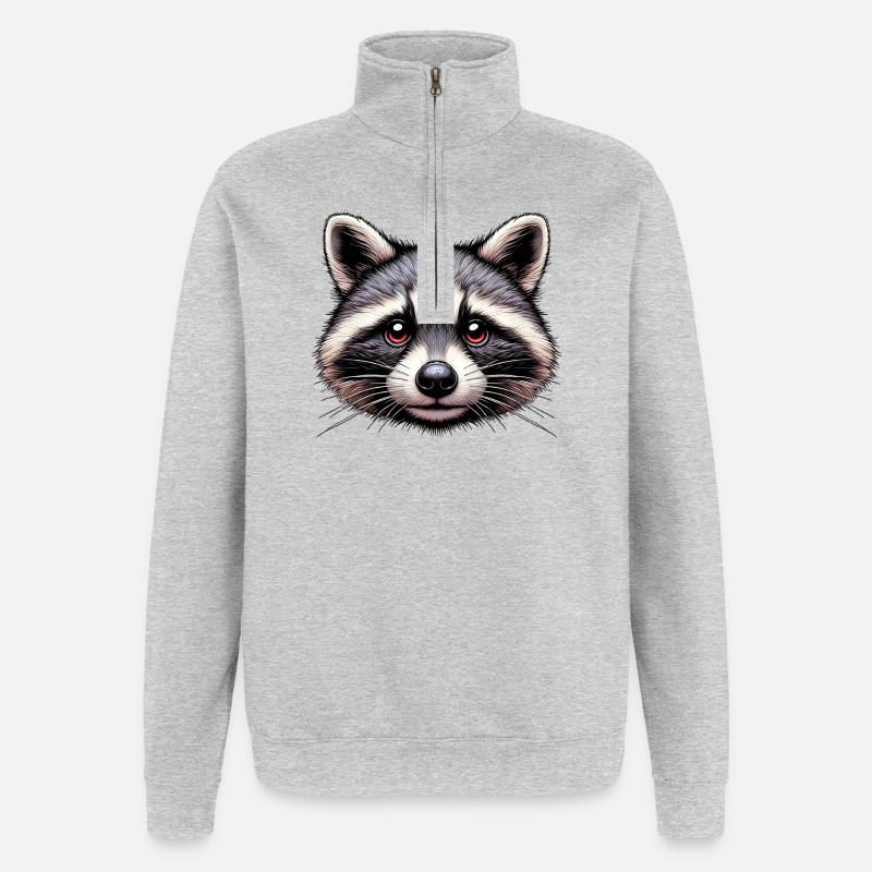 Waschbär - Quarter-Zip-Sweatshirt - Grau meliert