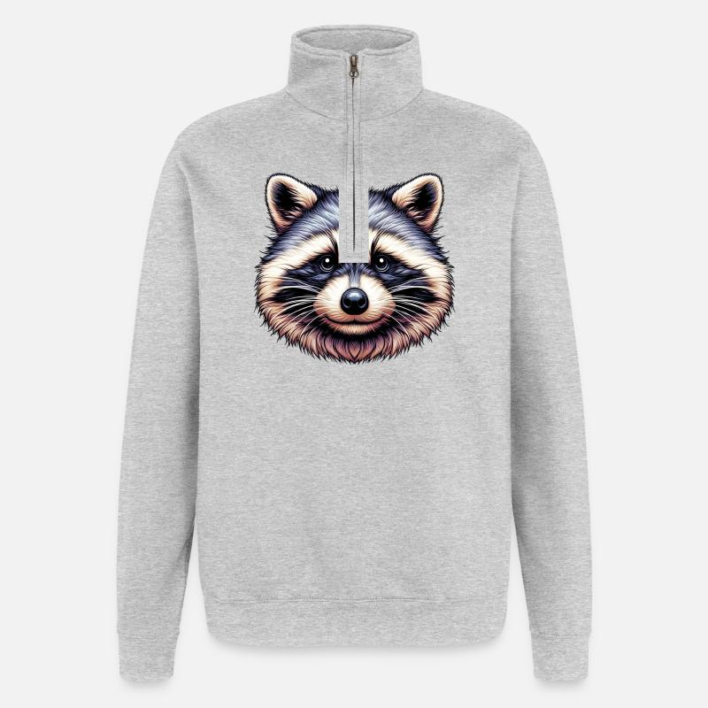 Raton laveur - Sweat à zip 1/4 - gris chiné