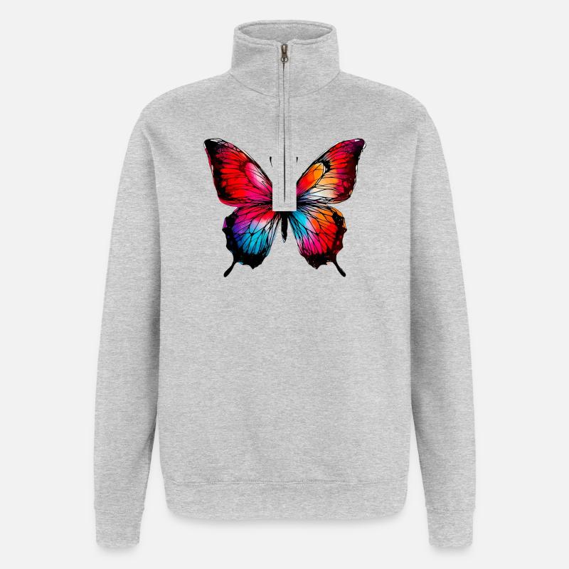 Papillon - Sweat à zip 1/4 - gris chiné