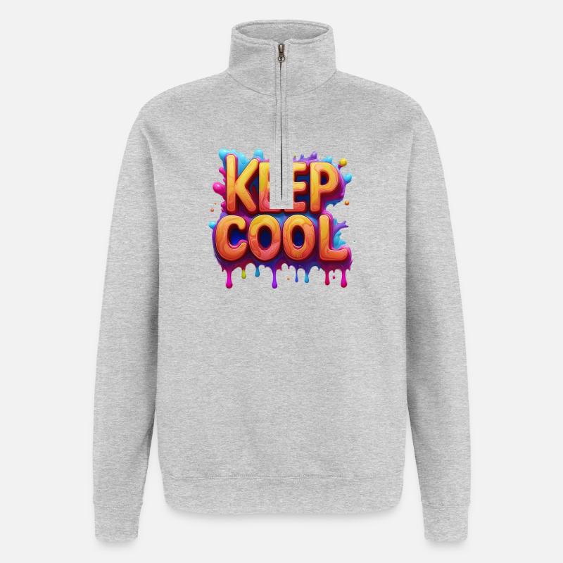 Keep cool text in 3D - Quarter-Zip Sweatshirt - heather grey
