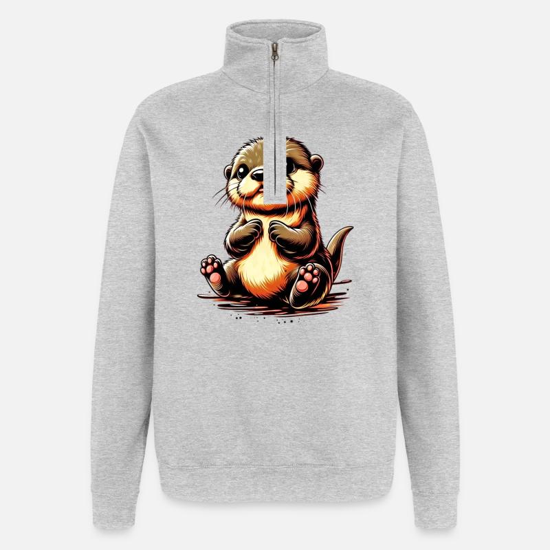 Odder - Sweatshirt med 1/4 lynlås - grå meleret