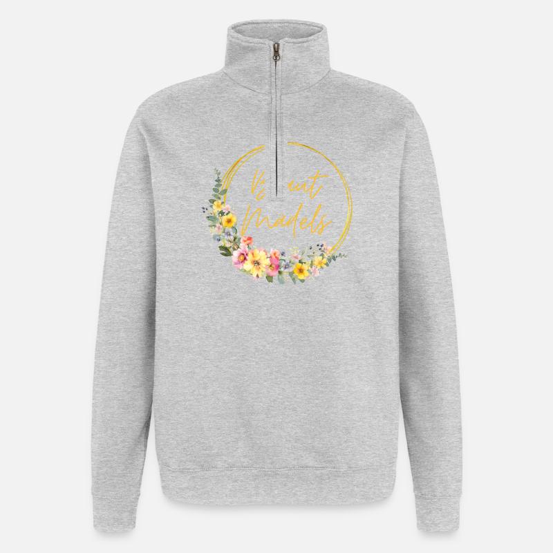 Team Braut! Personalisierbar - Quarter-Zip-Sweatshirt - Grau meliert