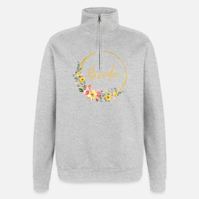 Team Braut! Personalisierbar - Quarter-Zip-Sweatshirt - Grau meliert