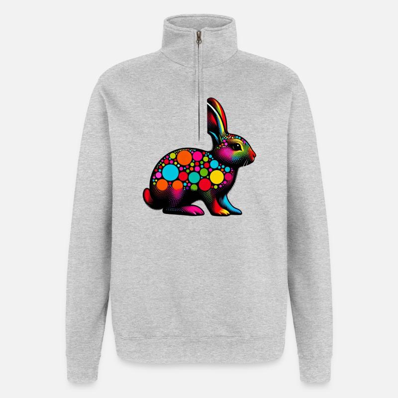 Lapin - Sweat à zip 1/4 - gris chiné