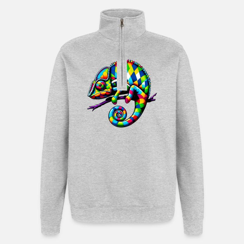 Harlekin Chamäleon - Quarter-Zip-Sweatshirt - Grau meliert