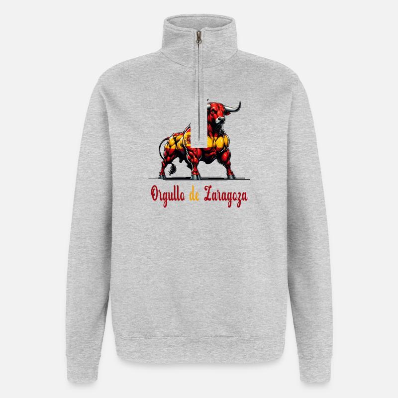 Design du drapeau Pride Zaragoza - Sweat à zip 1/4 - gris chiné