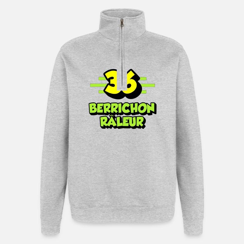 Berrichon râleur - Sweat à zip 1/4 - gris chiné