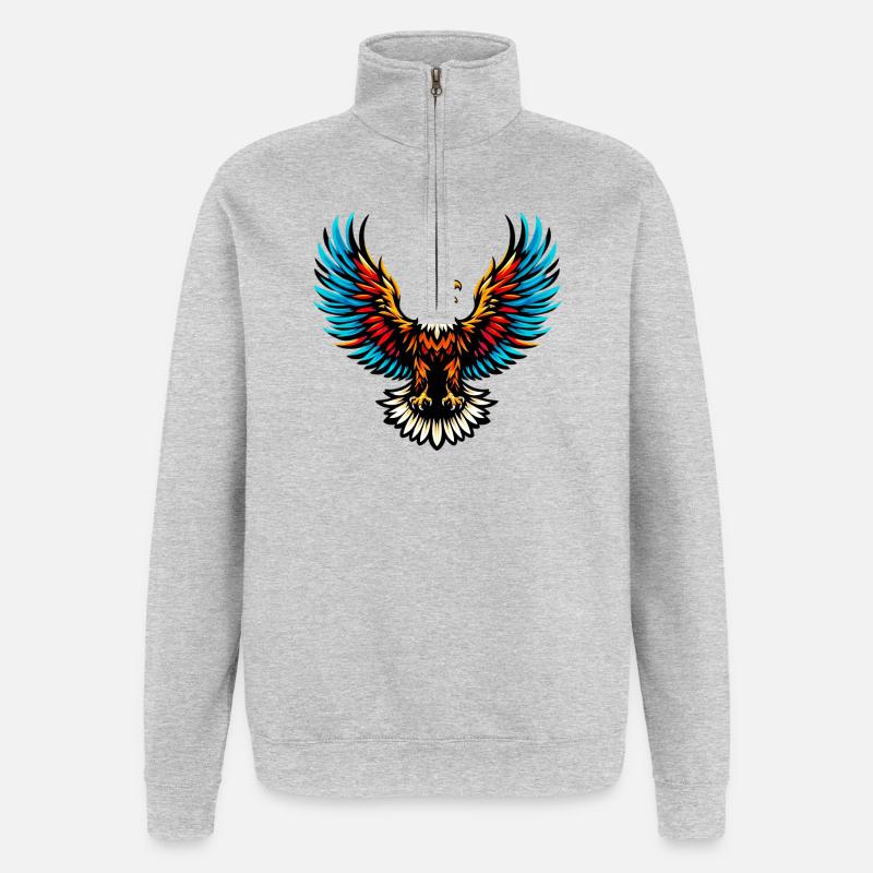 Adler - Quarter-Zip-Sweatshirt - Grau meliert