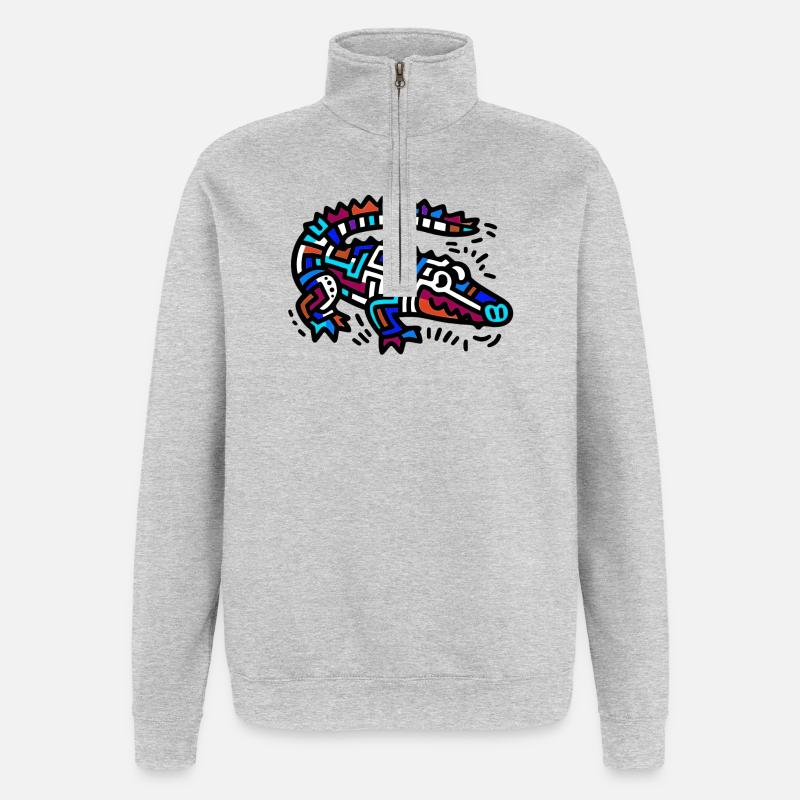 Krokodil - Quarter-Zip-Sweatshirt - Grau meliert