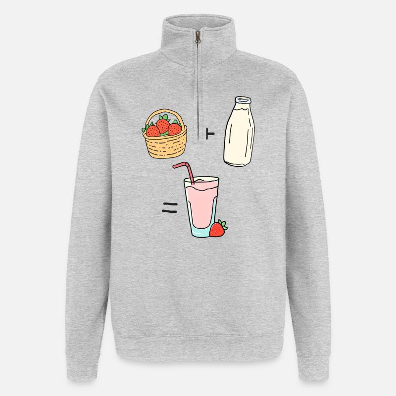Erdbeermilch - Quarter-Zip-Sweatshirt - Grau meliert