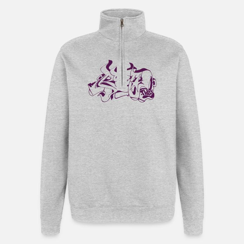 Conception de graffiti abstrait - Sweat à zip 1/4 - gris chiné