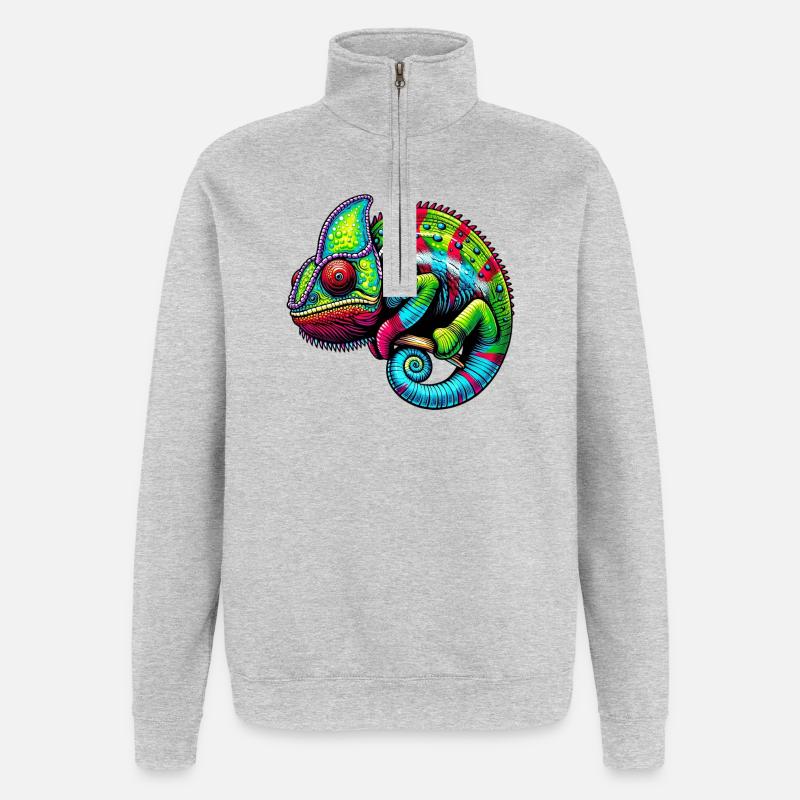 Caméléon - Sweat à zip 1/4 - gris chiné