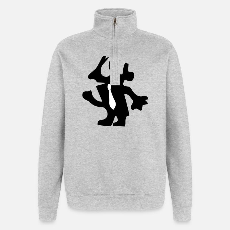 Mann im minimalistischen Design - Quarter-Zip-Sweatshirt - Grau meliert